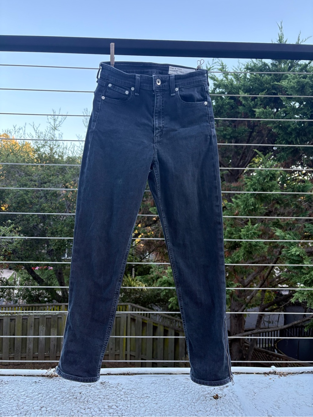 Rag and Bone Nina High-Rise Ankle Cigarette Zippers Jeans Denim